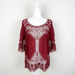 Democracy Burgundy Size Small Crochet Top